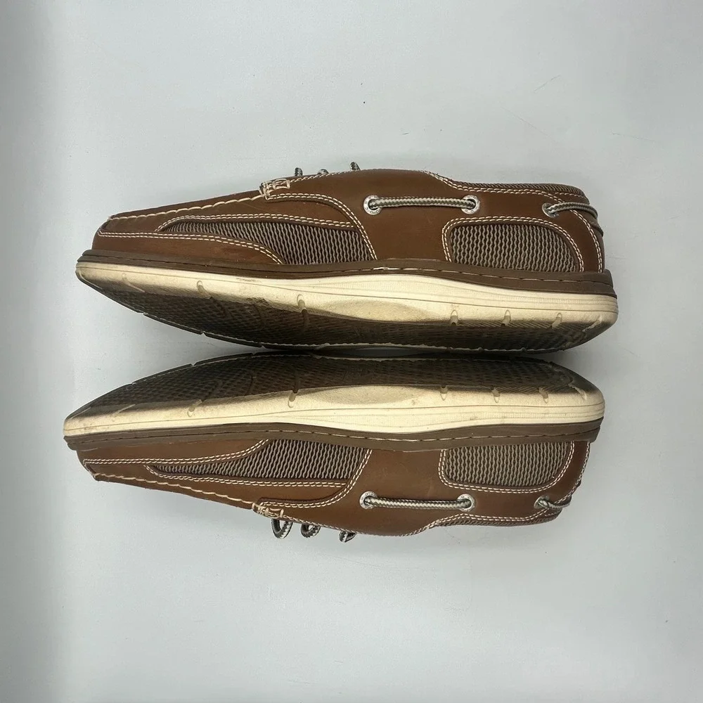 Dockers Castaway Boat Shoes Brown Mens 10.5M Leather Mesh Memory Foam EUC